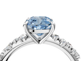 White gold Fancy Blue Cushion  Cut Diamond Vine Band with Four-Prong Setting_121