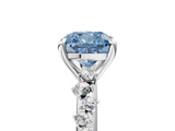 White gold Fancy Blue Cushion  Cut Diamond Vine Band with Four-Prong Setting_122