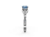 White gold Fancy Blue Cushion  Cut Diamond with Milgrain Marquise and Bezel Accents on a Solitaire Band with Prong Setting_189