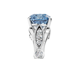 White gold Fancy Blue Cushion  Cut Diamond with Milgrain Marquise and Bezel Accents on a Solitaire Band with Prong Setting_192