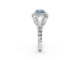 White gold Fancy Blue Cushion  Cut Double Halo Split Shank Diamond Ring with Prong Setting_52