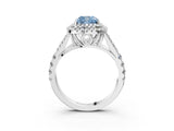White gold Fancy Blue Cushion  Cut Double Halo Split Shank Diamond Ring with Prong Setting_53