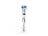White gold Fancy Blue Cushion  Cut Five-Stone Prong Set Diamond Ring with Classic Band_33