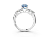 White gold Fancy Blue Cushion  Cut Five-Stone Prong Set Diamond Ring with Classic Band_35