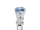 White gold Fancy Blue Cushion  Cut Five-Stone Prong Set Diamond Ring with Classic Band_37