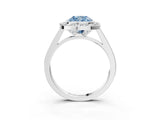 White gold Fancy Blue Cushion Cut Halo Bezel Diamond Pave Band Ring_21