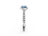White gold Fancy Blue Cushion  Cut Halo Diamond Engagement Ring with Pave Band and Four-Prong Setting_30