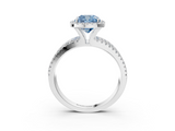 White gold Fancy Blue Cushion  Cut Halo Diamond Engagement Ring with Split Shank and Four-Prong Setting_23
