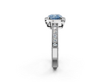 White gold Fancy Blue Cushion  Cut Halo Diamond Pave Band Ring with Four-Prong Setting_48