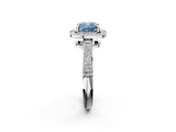White gold Fancy Blue Cushion  Cut Halo Diamond Pave Band with Four-Prong Setting_39