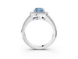 White gold Fancy Blue Cushion  Cut Halo Diamond Pave Band with Four-Prong Setting_40