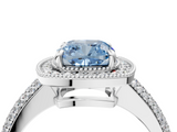White gold Fancy Blue Cushion  Cut Halo Diamond Pave Band with Four-Prong Setting_41