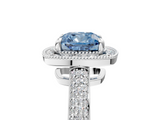 White gold Fancy Blue Cushion  Cut Halo Diamond Pave Band with Four-Prong Setting_42