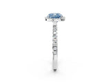 White gold Fancy Blue Cushion Cut Halo Diamond Pave Band with Prong Setting_2
