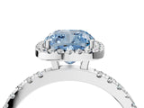 White gold Fancy Blue Cushion Cut Halo Diamond Pave Band with Prong Setting_4