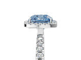 White gold Fancy Blue Cushion Cut Halo Diamond Pave Band with Prong Setting_5