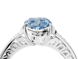 White gold Fancy Blue Cushion  Cut Halo Diamond Ring with Channel Set Band and Four-Prong Setting_36
