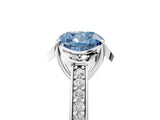 White gold Fancy Blue Cushion  Cut Halo Diamond Ring with Channel Set Band and Four-Prong Setting_37