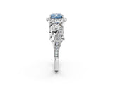 White gold Fancy Blue Cushion Cut Halo Diamond Ring with Milgrain and Bezel Accents on a Split Shank Band_2