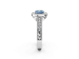 White gold Fancy Blue Cushion  Cut Halo Diamond Ring with Pavé Band and Four-Prong Setting_70