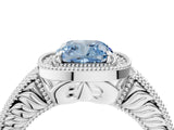 White gold Fancy Blue Cushion  Cut Halo Diamond Ring with Pavé Band and Four-Prong Setting_73