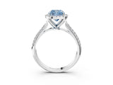 White gold Fancy Blue Cushion Cut Halo Diamond Ring with Pavé Band_39