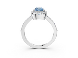 White gold Fancy Blue Cushion  Cut Halo Diamond Ring with Pave Band and Four-Prong Setting_27