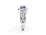 White gold Fancy Blue Cushion Cut Halo Diamond Ring with Round  Split Shank and Prong Setting_142