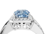 White gold Fancy Blue Cushion Cut Halo Diamond Ring with Round  Split Shank and Prong Setting_145