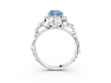 White gold Fancy Blue Cushion  Cut Halo Diamond Ring with Scrollwork Band and Four-Prong Setting_75