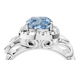 White gold Fancy Blue Cushion  Cut Halo Diamond Ring with Scrollwork Band and Four-Prong Setting_76