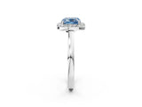 White gold Fancy Blue Cushion Cut Halo Diamond Ring with Solitaire Band and Prong Setting_2