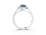White gold Fancy Blue Cushion Cut Halo Diamond Ring with Solitaire Band and Prong Setting_3