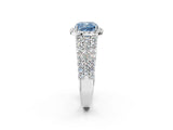 White gold Fancy Blue Cushion Cut Halo Pavé Diamond Engagement Ring with Split Shank and Four-Prong Setting_5