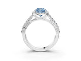 White gold Fancy Blue Cushion Cut Halo Pavé Diamond Engagement Ring with Split Shank and Four-Prong Setting_6