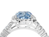 White gold Fancy Blue Cushion Cut Halo Pavé Diamond Engagement Ring with Split Shank and Four-Prong Setting_7