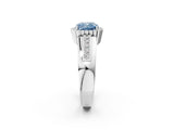 White gold Fancy Blue Cushion  Cut Halo Pave Band Four-Prong Ring_51