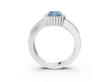 White gold Fancy Blue Cushion  Cut Halo Pave Band Four-Prong Ring_52