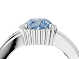 White gold Fancy Blue Cushion  Cut Halo Pave Band Four-Prong Ring_53