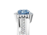 White gold Fancy Blue Cushion  Cut Halo Pave Band Four-Prong Ring_54