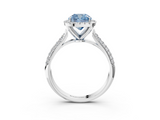 White gold Fancy Blue Cushion  Cut Halo Pave Band Four-Prong Setting Ring_39