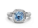 White gold Fancy Blue Cushion  Cut Halo Pave Split Shank Prong Setting Ring_43