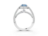 White gold Fancy Blue Cushion  Cut Halo Pave Split Shank Prong Setting Ring_47