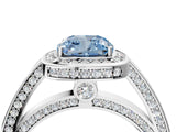 White gold Fancy Blue Cushion  Cut Halo Pave Split Shank Prong Setting Ring_47