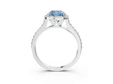 White gold Fancy Blue Cushion Cut Halo Round Diamond Pavé Band with Four-Prong Setting_24