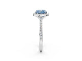 White gold Fancy Blue Cushion Cut Halo Round Diamond Pavé Band with Four-Prong Setting_28