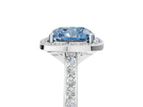 White gold Fancy Blue Cushion Cut Halo Round Diamond Pavé Band with Four-Prong Setting_31
