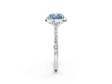 White gold Fancy Blue Cushion Cut Halo Round Diamond Pavé Band with Four-Prong Setting_40