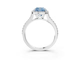 White gold Fancy Blue Cushion Cut Halo Round Diamond Pavé Band with Four-Prong Setting_41