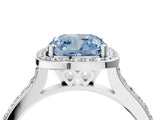 White gold Fancy Blue Cushion Cut Halo Round Diamond Pavé Band with Four-Prong Setting_43